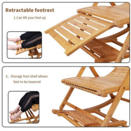 Natural Bamboo Sun Lounge Patio Pool Lounger Rocking Swing Chair - thumbnail 4