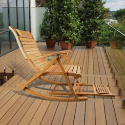 Natural Bamboo Sun Lounge Patio Pool Lounger Rocking Swing Chair - thumbnail 6