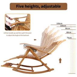 Natural Bamboo Sun Lounge Patio Pool Lounger Rocking Swing Chair - thumbnail 3