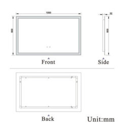 Probaty Bathrooms 1000X600mm Bathroom Led Mirror 3 Colors Dimmable With Bluetooth Memory Function,anti-Fog Wall Mounted Vanity Backlit Mirror - thumbnail 9