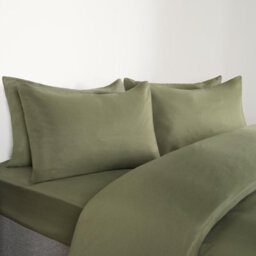 Ohs Plain Duvet Cover Pillowcase Bedding Set, Woodland Green - Double - thumbnail 4