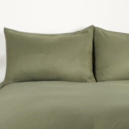 Ohs Plain Duvet Cover Pillowcase Bedding Set, Woodland Green - Double - thumbnail 6