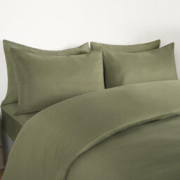 Ohs Plain Duvet Cover Pillowcase Bedding Set, Woodland Green - Double - thumbnail 3