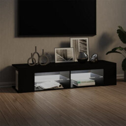 Berkfield Modern Tv Cabinet With Led Lights Black 135X39X30 Cm - thumbnail 3
