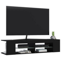 Berkfield Modern Tv Cabinet With Led Lights Black 135X39X30 Cm - thumbnail 6