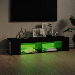 Berkfield Modern Tv Cabinet With Led Lights Black 135X39X30 Cm - thumbnail 4