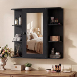 Gainoom Bathroom Wall Cabinet Black With Mirror Modern Wall Mounted Medicine Cabinet W/3 Internal Shelves - thumbnail 6