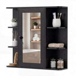Gainoom Bathroom Wall Cabinet Black With Mirror Modern Wall Mounted Medicine Cabinet W/3 Internal Shelves - thumbnail 1