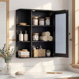Gainoom Bathroom Wall Cabinet Black With Mirror Modern Wall Mounted Medicine Cabinet W/3 Internal Shelves - thumbnail 4