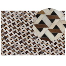 Beliani Rug Tuglu Brown 160 X 230 Cm Leather