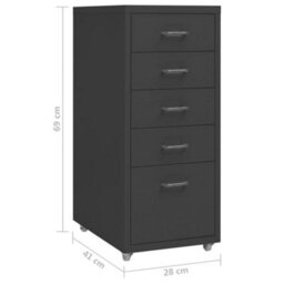 Walplus Mobile File Cabinet Anthracite 28X41X69 Cm Metal - thumbnail 8
