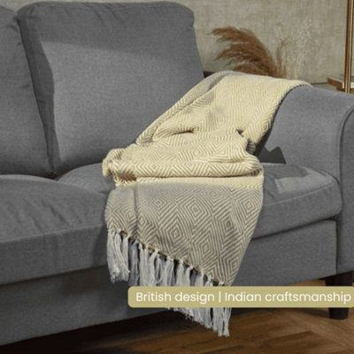 Anna Michelle Designs Diamond Green Handwoven Throw Recycled Plastic Bottles - image 1