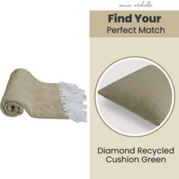 Anna Michelle Designs Diamond Green Handwoven Throw Recycled Plastic Bottles - thumbnail 4