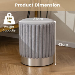 Costway Modern Velvet Ottoman Soft Padded Footrest Stool Round Vanity Stool W/ Metal Base - thumbnail 3