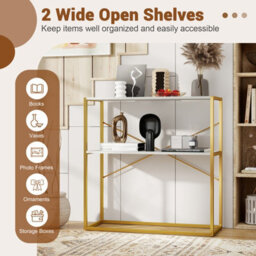 Gainoom 90Cm White Console Table 2-Tier Entryway Table Modern Luxury Narrow Long Behind Sofa Shelf - thumbnail 3