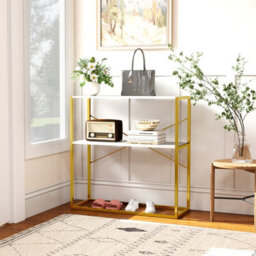 Gainoom 90Cm White Console Table 2-Tier Entryway Table Modern Luxury Narrow Long Behind Sofa Shelf - thumbnail 9