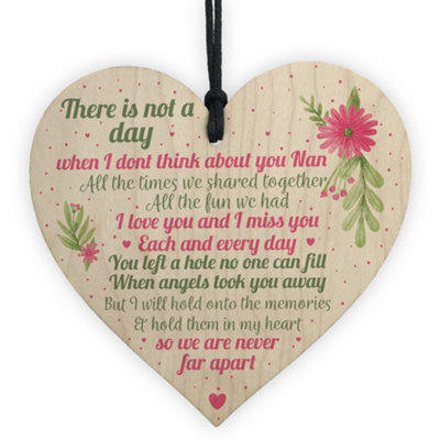 Red Ocean Nan Memorial Gifts Grave Plaque Tribute Sign Wooden Heart Mum Nan Birthday Gifts For Her - image 1