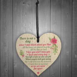 Red Ocean Nan Memorial Gifts Grave Plaque Tribute Sign Wooden Heart Mum Nan Birthday Gifts For Her - thumbnail 2