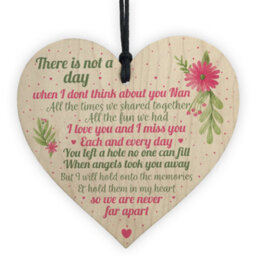 Red Ocean Nan Memorial Gifts Grave Plaque Tribute Sign Wooden Heart Mum Nan Birthday Gifts For Her - thumbnail 1