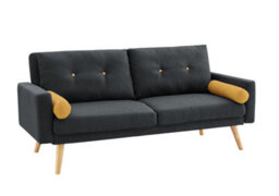 Home Detail Langley Fabric Sofa Bed With Natural Wooden Legs Tufted Backrest Charcoal With Matching Bolster Cushions - thumbnail 2