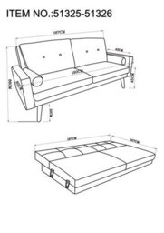 Home Detail Langley Fabric Sofa Bed With Natural Wooden Legs Tufted Backrest Charcoal With Matching Bolster Cushions - thumbnail 5