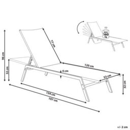 Beliani Sun Lounger Noli Reclining Metal White - thumbnail 3