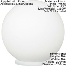 Elegant White Table Lamp With Opal Glass Shade And E27 Bulb Socket - thumbnail 2