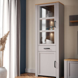 Furniture To Go Bohol Narrow Display Cabinet Inc. 2X Led Lights In Riviera Oak/grey Oak - thumbnail 9