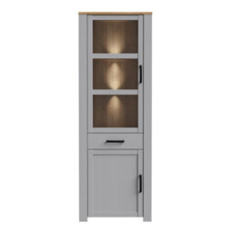 Furniture To Go Bohol Narrow Display Cabinet Inc. 2X Led Lights In Riviera Oak/grey Oak - thumbnail 6