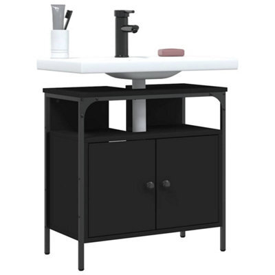 Walplus Bathroom Sink Cabinet Black 60X30X60 Cm Engineered Wood - image 1