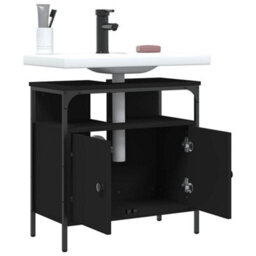 Walplus Bathroom Sink Cabinet Black 60X30X60 Cm Engineered Wood - thumbnail 4