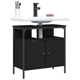Walplus Bathroom Sink Cabinet Black 60X30X60 Cm Engineered Wood - thumbnail 1