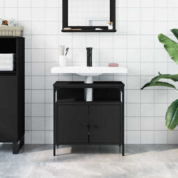 Walplus Bathroom Sink Cabinet Black 60X30X60 Cm Engineered Wood - thumbnail 3
