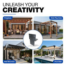 Gezu Impex Pergola Floor Bracket Anthracite Grey - Fence Post Corner Bolt Down Bracket - 91X91mm (Pack Of 8) - thumbnail 8