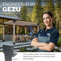 Gezu Impex Pergola Floor Bracket Anthracite Grey - Fence Post Corner Bolt Down Bracket - 91X91mm (Pack Of 8) - thumbnail 7