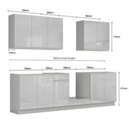 Heze Furniture William 7 Units Professional Kitchen Cabinets Set - Light Grey Gloss - thumbnail 8
