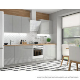 Heze Furniture William 7 Units Professional Kitchen Cabinets Set - Light Grey Gloss - thumbnail 2
