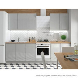 Heze Furniture William 7 Units Professional Kitchen Cabinets Set - Light Grey Gloss - thumbnail 3