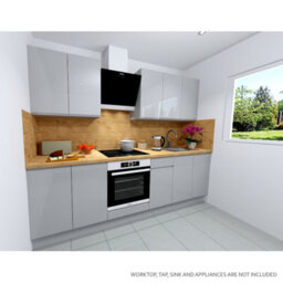 Heze Furniture William 7 Units Professional Kitchen Cabinets Set - Light Grey Gloss - thumbnail 4
