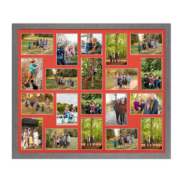 AK Frames 80X70Cm Marble Grey Modern Multi Photo Frame With Poppy Red Mount - Holds 20 Apertures (18X) 6X4, (2X) 4X4 Photos