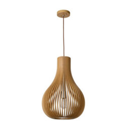 Lucide Bodo Scandinavian Pendant Light 38Cm - 1Xe27 - Light Wood - thumbnail 3