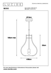 Lucide Bodo Scandinavian Pendant Light 38Cm - 1Xe27 - Light Wood - thumbnail 5