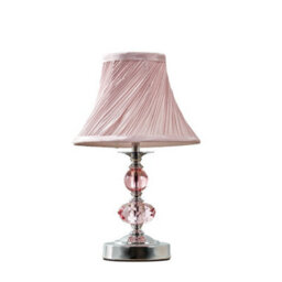 Valuelights Jaigier Modern Polished Chrome Touch Table Lamp With Pink Pleated Shade