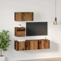 Berkfield Tv Unit Set 4 Pcs Old Wood 60 X 30 X 30 Cm Engineered Wood - thumbnail 4