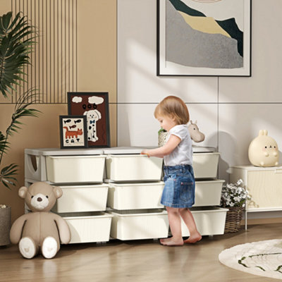 Homcom Kids Storage Units With Drawers 3 Tier Chest Dresser Tower Cream - image 1