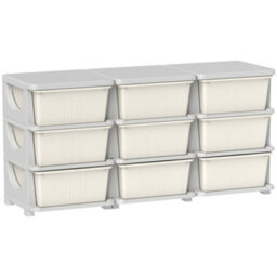Homcom Kids Storage Units With Drawers 3 Tier Chest Dresser Tower Cream - thumbnail 2