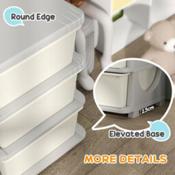 Homcom Kids Storage Units With Drawers 3 Tier Chest Dresser Tower Cream - thumbnail 7