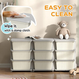 Homcom Kids Storage Units With Drawers 3 Tier Chest Dresser Tower Cream - thumbnail 6