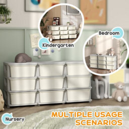 Homcom Kids Storage Units With Drawers 3 Tier Chest Dresser Tower Cream - thumbnail 5