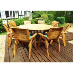 Marlborough Traditional Eight Seater Circular Table Set With 8 X Green Chair Cushion, 1X Green Parasol & Base & 1 X Cushion Storage Bag - thumbnail 5